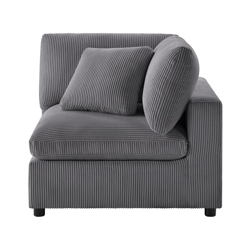Comfort Pointe Casella Modular Charcoal Corduroy Fabric 2-Piece Sofa