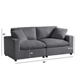 Comfort Pointe Casella Modular Charcoal Corduroy Fabric 2-Piece Sofa