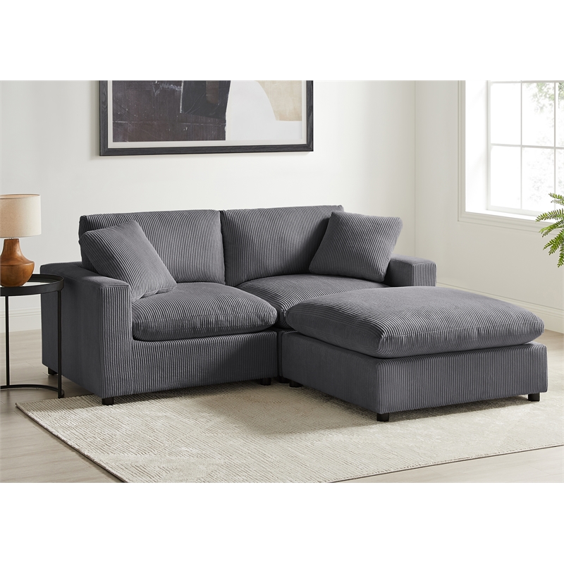 Comfort Pointe Casella Modular Charcoal Corduroy Fabric 3-piece Chofa