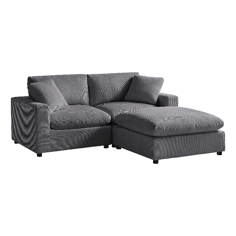 Comfort Pointe Casella Modular Charcoal Corduroy Fabric 3-piece Chofa
