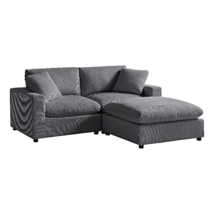 Comfort Pointe Casella Modular Charcoal Corduroy Fabric 3-piece Chofa