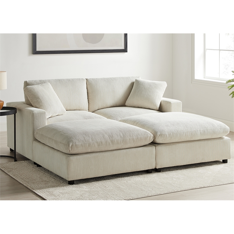 Comfort Pointe asella Modular Beige Corduroy Fabric 4-Piece Chofa
