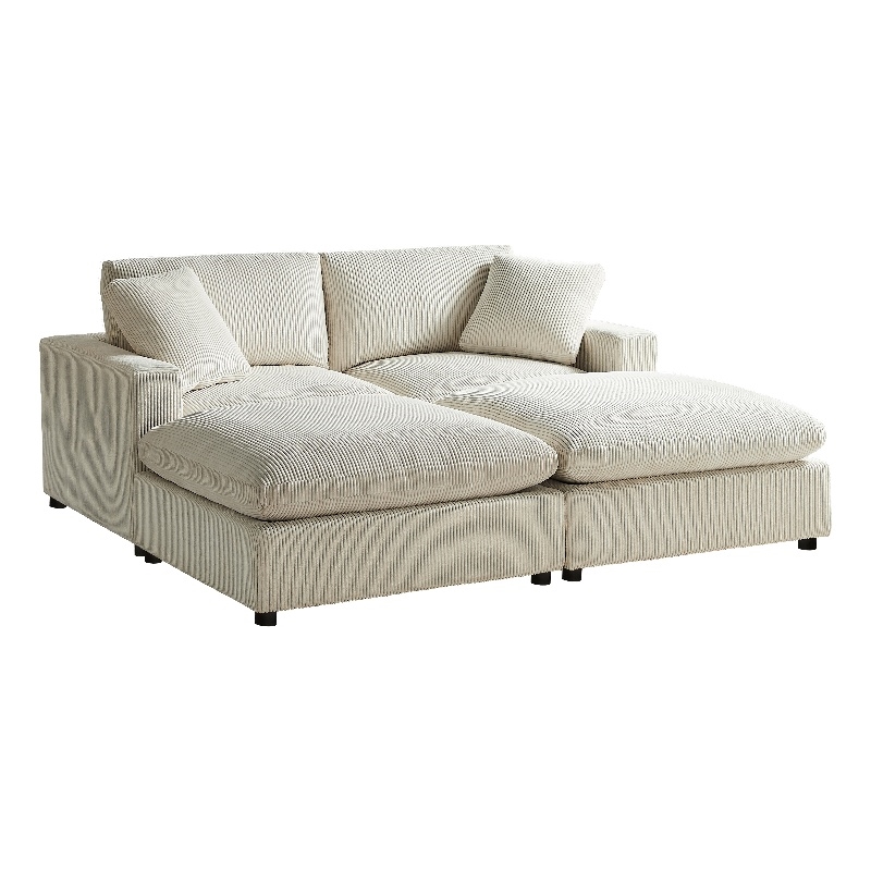 Comfort Pointe asella Modular Beige Corduroy Fabric 4-Piece Chofa