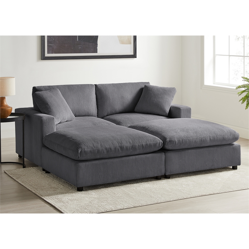Comfort Pointe Casella Modular Charcoal Corduroy Fabric 4-Piece Chofa