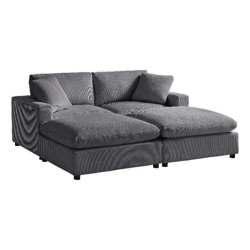 Comfort Pointe Casella Modular Charcoal Corduroy Fabric 4-Piece Chofa