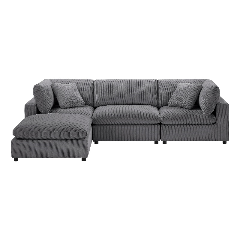Comfort Pointe Casella Modular Charcoal Corduroy Fabric 4-Piece XL Chofa
