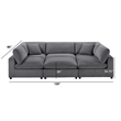 Comfort Pointe Casella Modular Charcoal Corduroy Fabric 6-Piece Nest Sectional