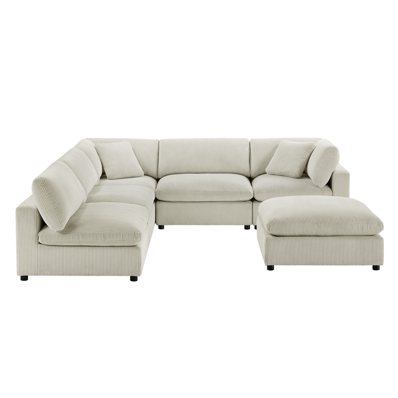 Comfort Pointe Casella Modular Beige Corduroy Fabric 6-Piece Nest Sectional