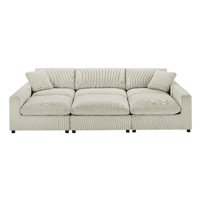 Comfort Pointe Casella Modular Beige Corduroy Fabric 6-Piece Nest Sectional