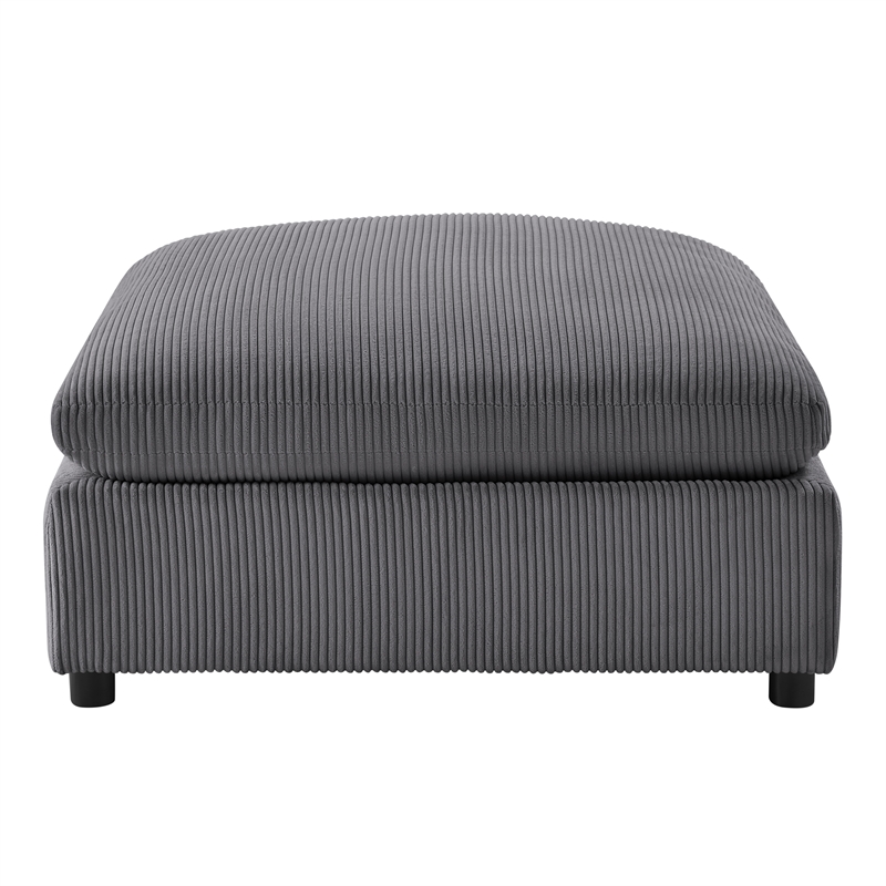 Comfort Pointe Casella Charcoal Corduroy Fabric XL 40 in. Square Ottoman