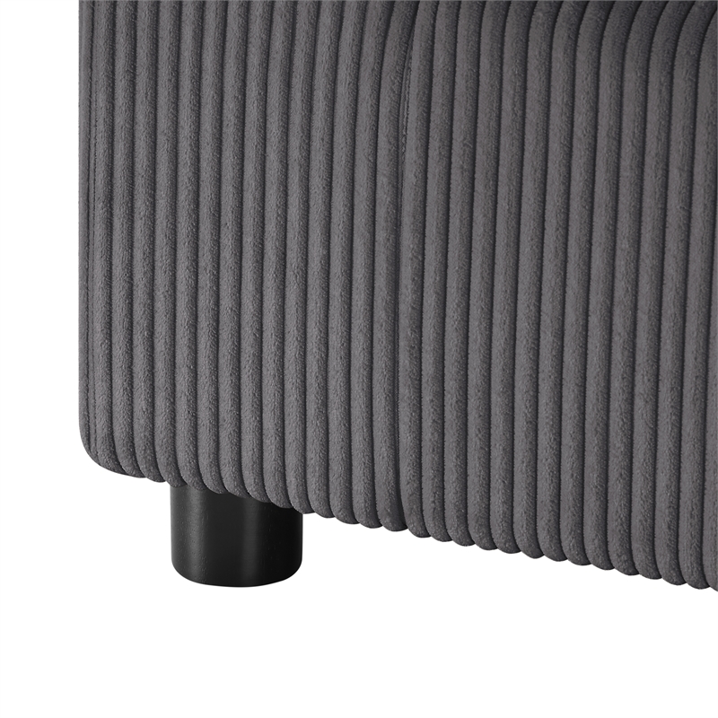 Comfort Pointe Casella Charcoal Corduroy Fabric XL 40 in. Square Ottoman