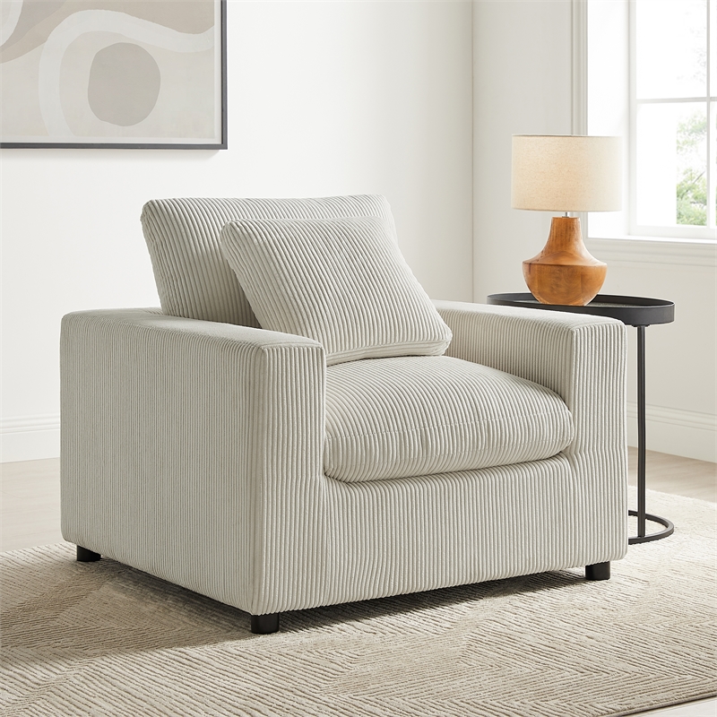Comfort Pointe Casella Modern Beige Corduroy Fabric Arm Chair