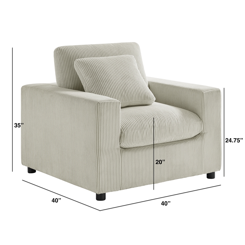 Comfort Pointe Casella Modern Beige Corduroy Fabric Arm Chair