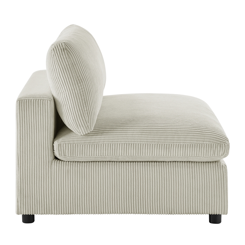 Comfort Pointe Casella Beige Corduroy Fabric Armless Slipper Accent Chair