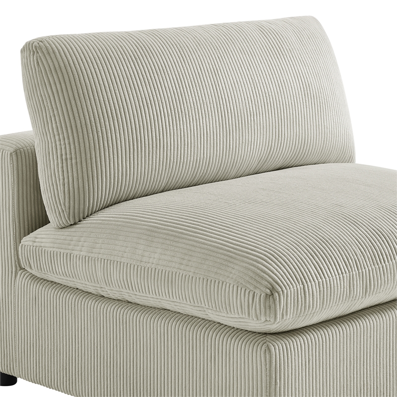 Comfort Pointe Casella Beige Corduroy Fabric Armless Slipper Accent Chair