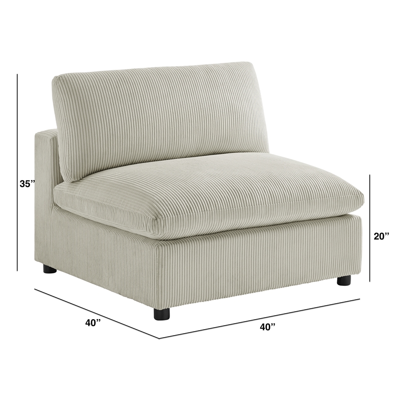 Comfort Pointe Casella Beige Corduroy Fabric Armless Slipper Accent Chair