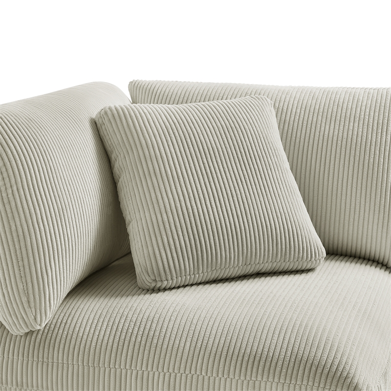 Comfort Pointe Casella Beige Corduroy Fabric Corner Wedge Accent Chair