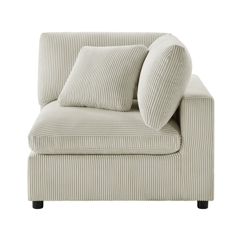 Comfort Pointe Casella Beige Corduroy Fabric Corner Wedge Accent Chair
