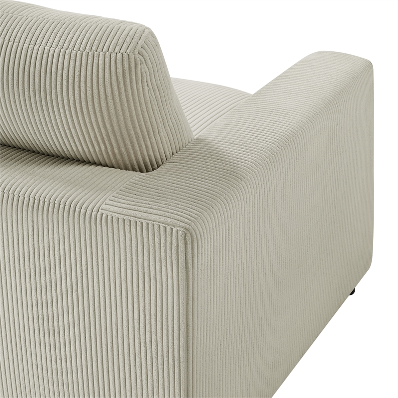 Comfort Pointe Casella Beige Corduroy Fabric Corner Wedge Accent Chair