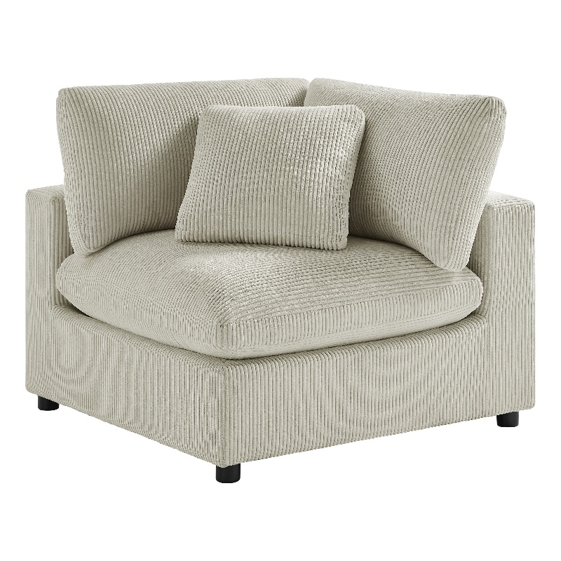 Comfort Pointe Casella Beige Corduroy Fabric Corner Wedge Accent Chair