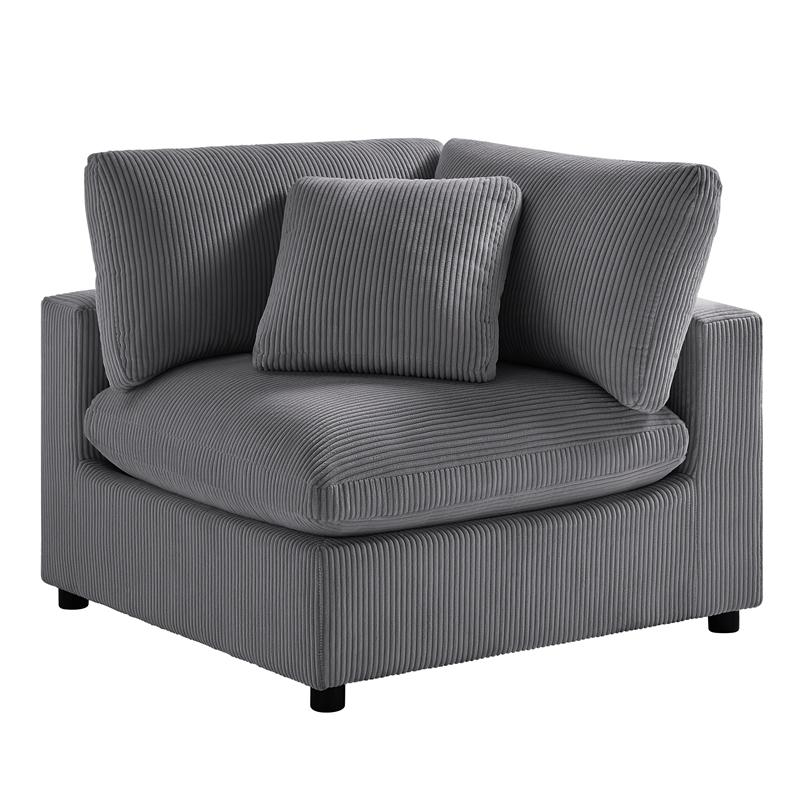 Comfort Pointe Casella Charcoal Corduroy Fabric Corner Wedge Accent Chair