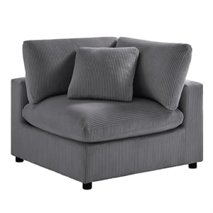 Comfort Pointe Casella Charcoal Corduroy Fabric Corner Wedge Accent Chair