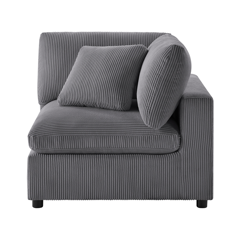 Comfort Pointe Casella Charcoal Corduroy Fabric Corner Wedge Accent Chair