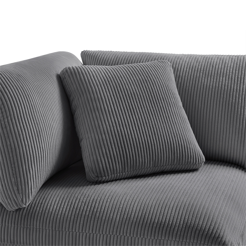 Comfort Pointe Casella Charcoal Corduroy Fabric Corner Wedge Accent Chair
