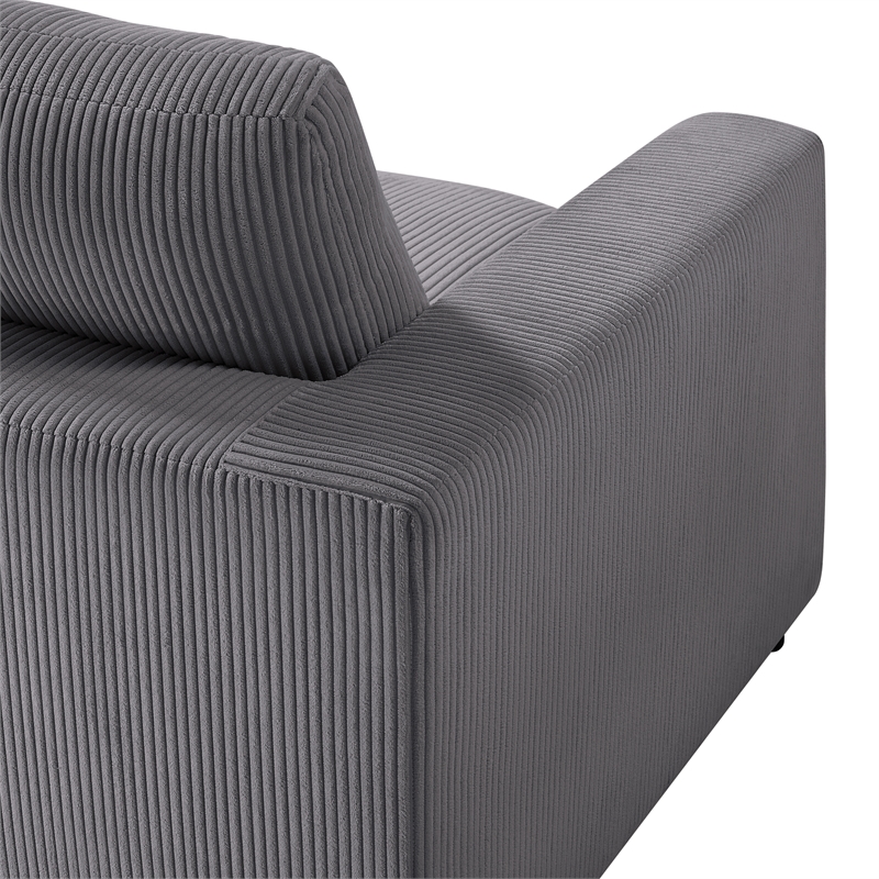 Comfort Pointe Casella Charcoal Corduroy Fabric Corner Wedge Accent Chair