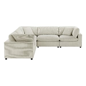 Casella Modular Beige Corduroy Fabric 5-Piece Corner Sectional