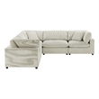 Casella Modular Beige Corduroy Fabric 5-Piece Corner Sectional
