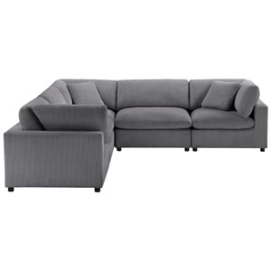 Comfort Pointe Casella Modular Charcoal Corduroy Fabric 5-Piece Sectional