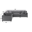 Comfort Pointe Casella Modular Charcoal Corduroy Fabric 5-Piece Sectional
