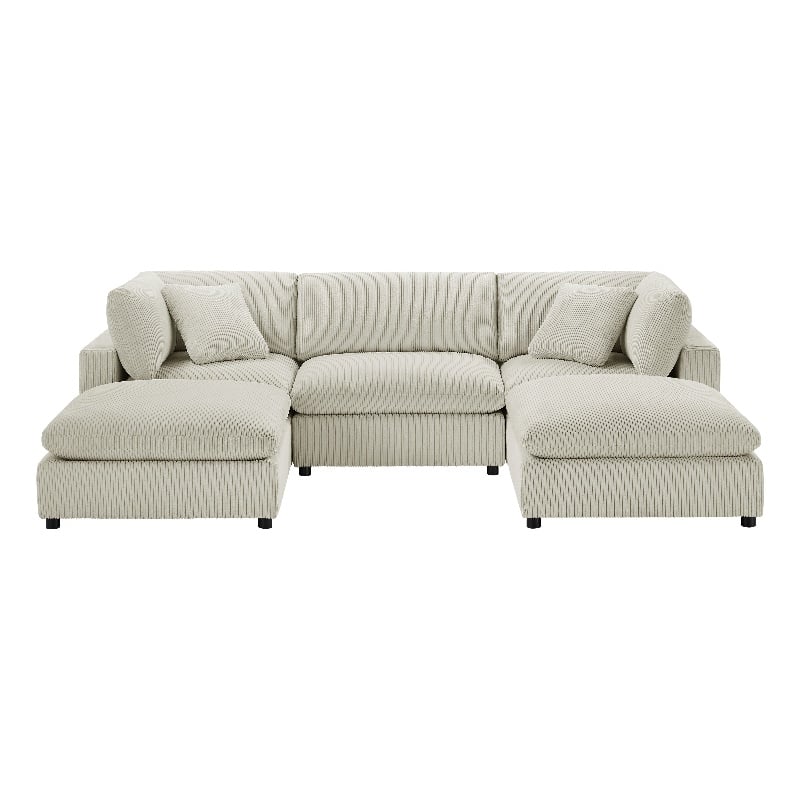 Casella Modular Beige Corduroy Fabric 5-Piece XL Chofa Sectional