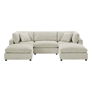 Casella Modular Beige Corduroy Fabric 5-Piece XL Chofa Sectional