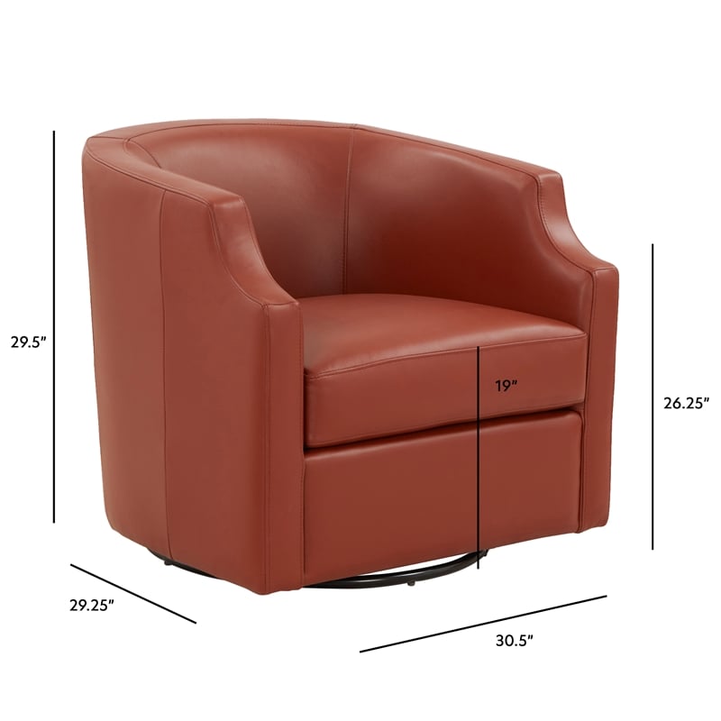 Comfort Pointe Erenson Caramel Top Grain Leather Swivel Glider Barrel Chair