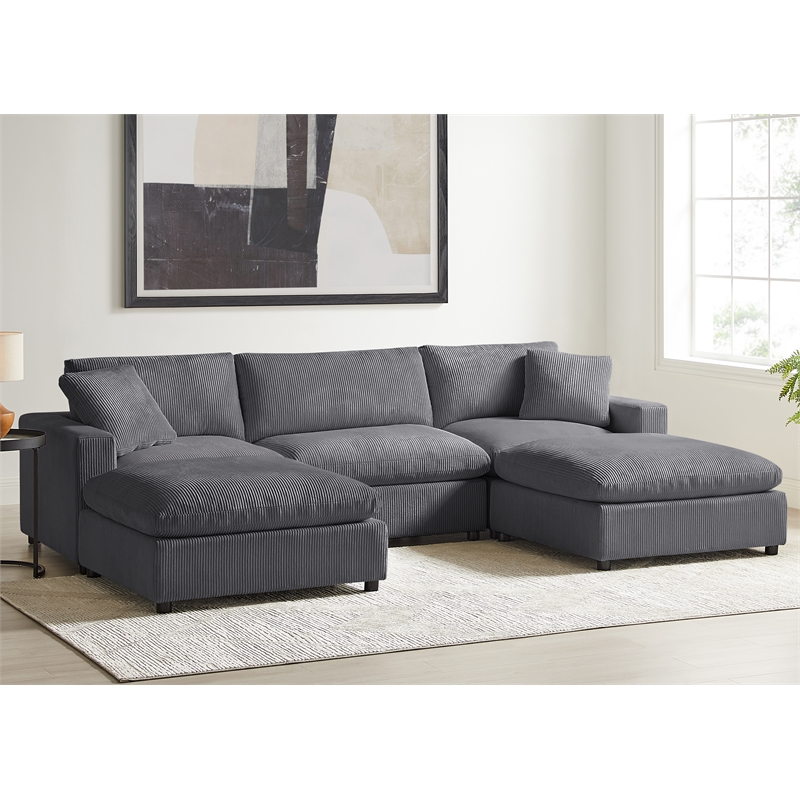 Comfort Pointe Casella Modular Charcoal Corduroy Fabric 5-Piece XL Chofa