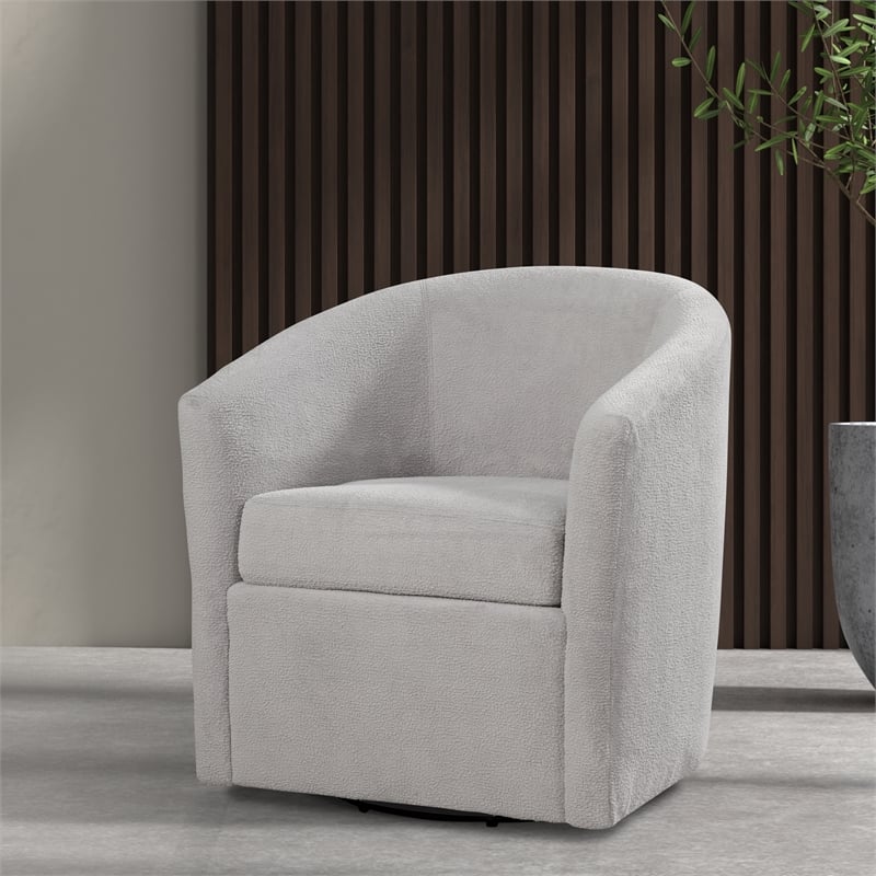Odessa Barrel Style Swivel Accent chair in Light Gray Performance Fabric