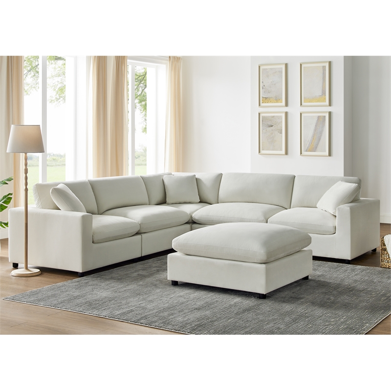 Comfort Pointe Casella Modular 6-Piece Sectional in Ivory Performance Fabric