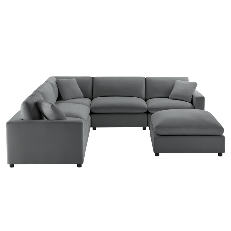 Comfort Pointe Casella Modular 6-Piece Sectional in Charcoal Performance Fabric