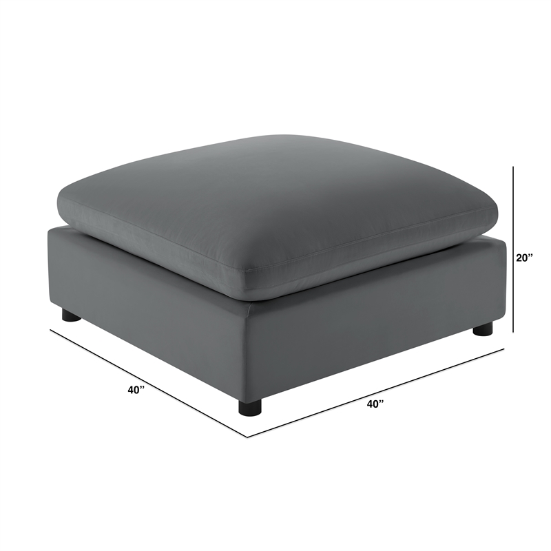 Comfort Pointe Casella Charcoal Fabric Ottoman in Charcoal Perfomance Fabric