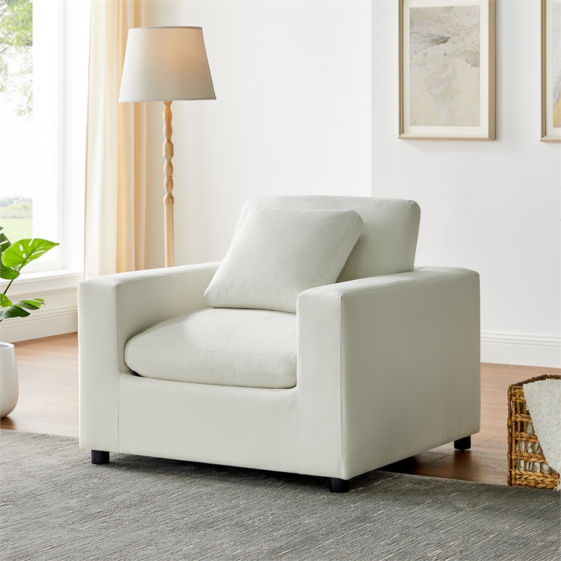 Comfort Pointe Casella Modern Armchair in Ivory Performance Fabric