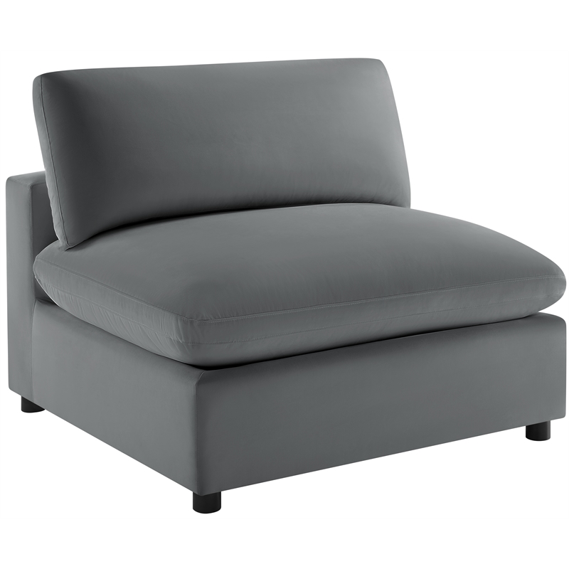 Comfort Pointe Casella Armless Slipper Chair in Charcoal Performance Fabric