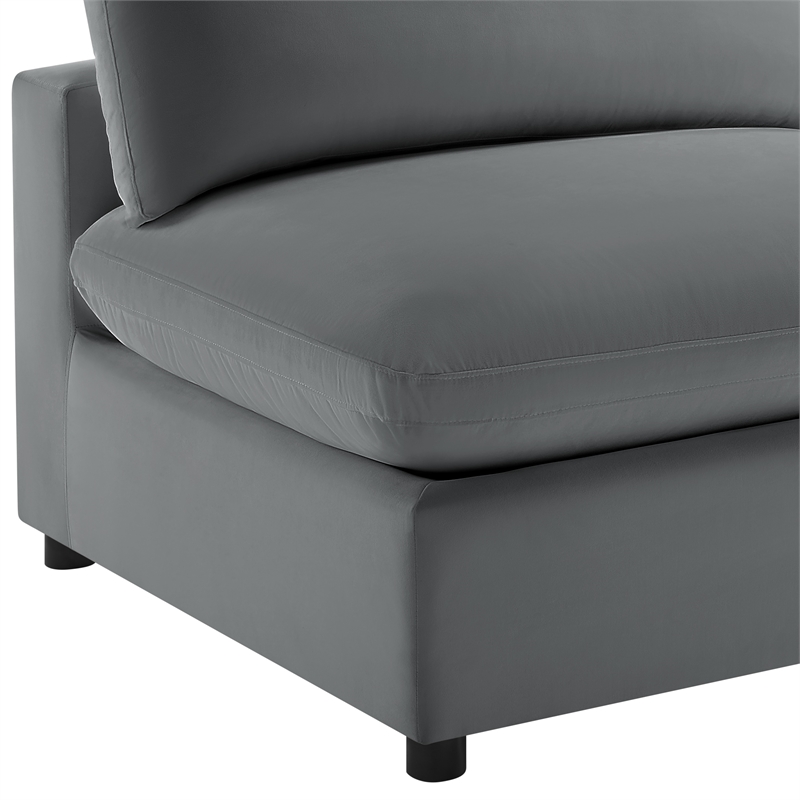 Comfort Pointe Casella Armless Slipper Chair in Charcoal Performance Fabric