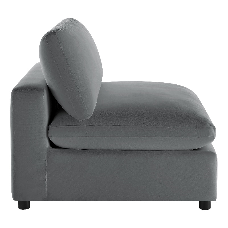 Comfort Pointe Casella Armless Slipper Chair in Charcoal Performance Fabric