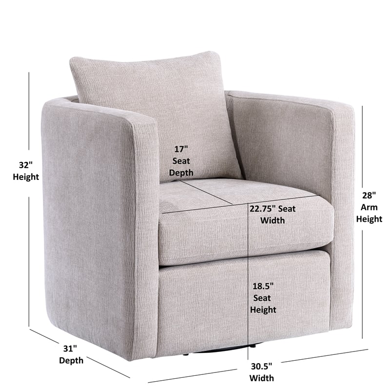 Comfort Pointe Sheldon Beige Linen Fabric Swivel Barrel Chair