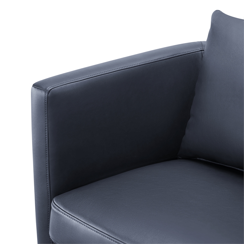 Comfort Pointe Sheldon Midnight Blue Faux Leather Swivel Barrel Chair