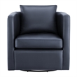 Comfort Pointe Sheldon Midnight Blue Faux Leather Swivel Barrel Chair