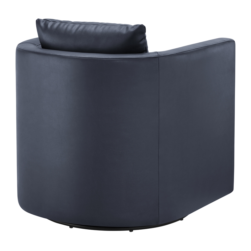 Comfort Pointe Sheldon Midnight Blue Faux Leather Swivel Barrel Chair