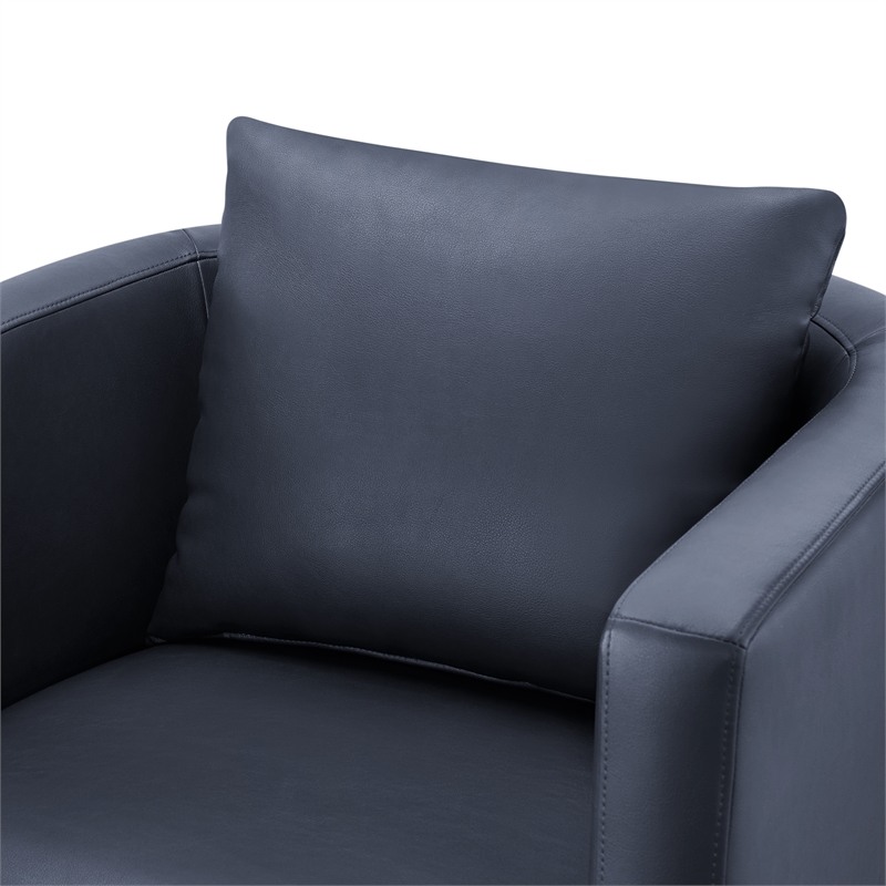 Comfort Pointe Sheldon Midnight Blue Faux Leather Swivel Barrel Chair